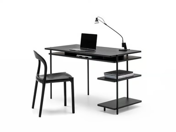 AERO D - Rectangular wooden writing desk with bookcase by Living Divani - view 2